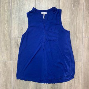 LA: Hearts Short Sleeve Womens Blue Sheer Blouse Shirt Top Size S